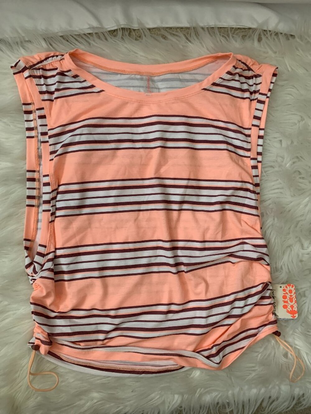 FREE PEOPLE MOVEMENT Sport Mode Muscle Tee in Pastel Peach Combo Sz XL